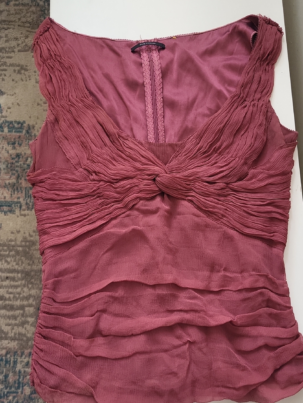 Elie Tahari Knot-Front Textured Camisole in Dusty Rose